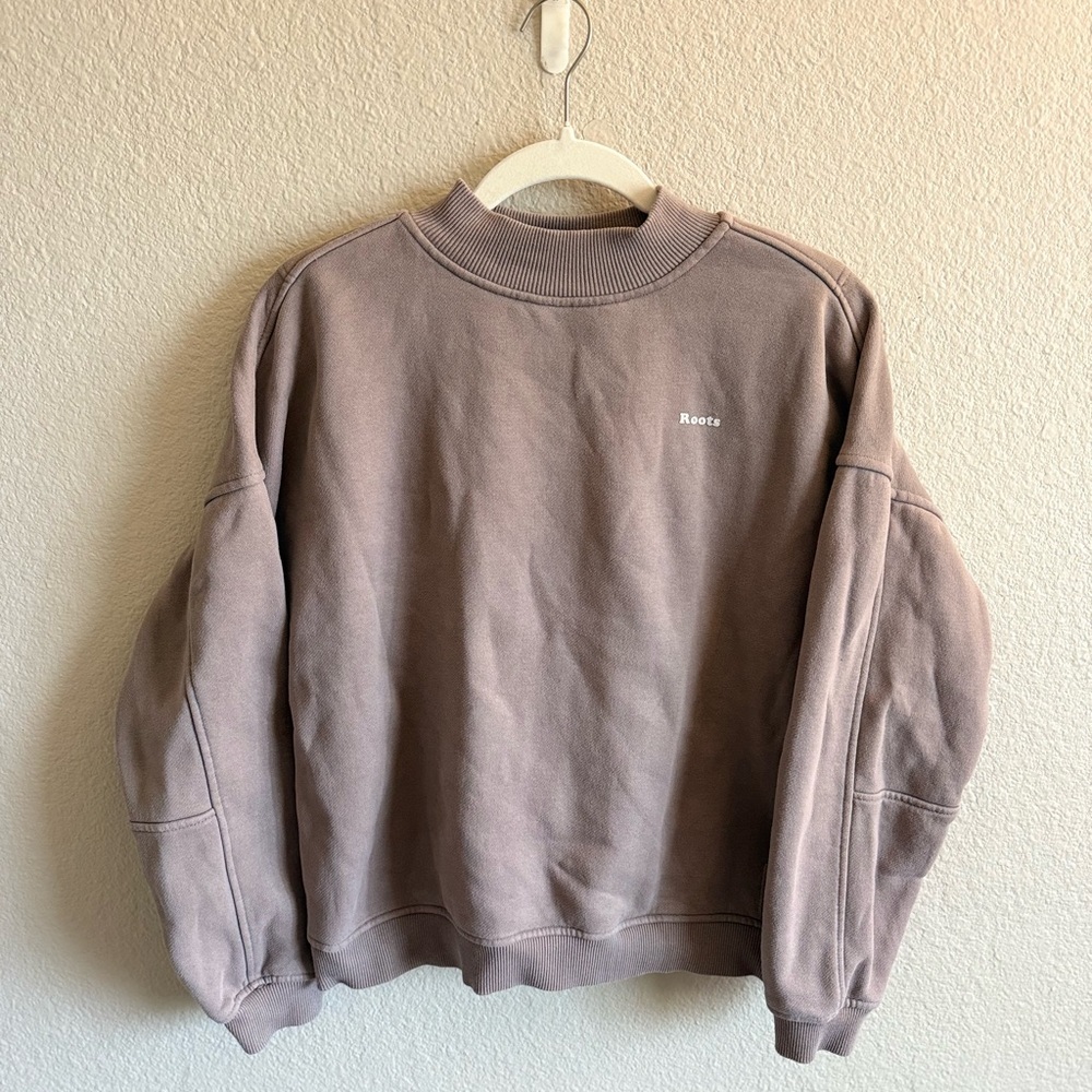 Roots Light Brown Crewneck Sweatshirt Loungewear Athleisure Athleticwear